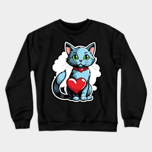 Cat Heart Balloon - Valentines Day Crewneck Sweatshirt